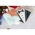 Bride and Groom Square Glass Coaster, Set of 2